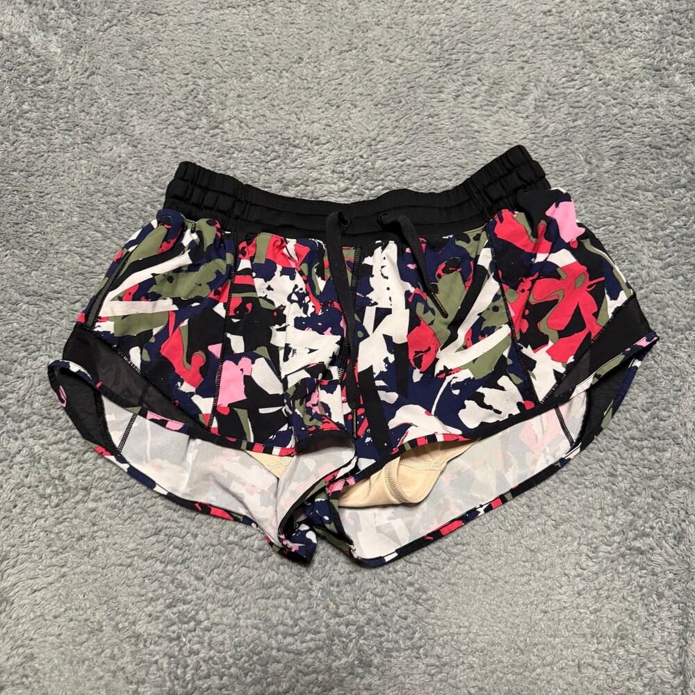 Lululemon Hotty Hot Shorts Womens 8 Pop Cut Boom Juice Running Lined